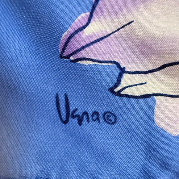 Vera Blue Floral Scarf – Lilies & Blossoms – 27” Square - Picture 6 of 7